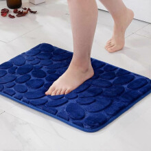 1 Piece Entrance Mat Bath Mat Memory Foam Hydrophilic Pebble Design Superfine Fiber Non-Slip Soft for Bathroom Bathtub Kitchen 50x80CM Dark Blue
