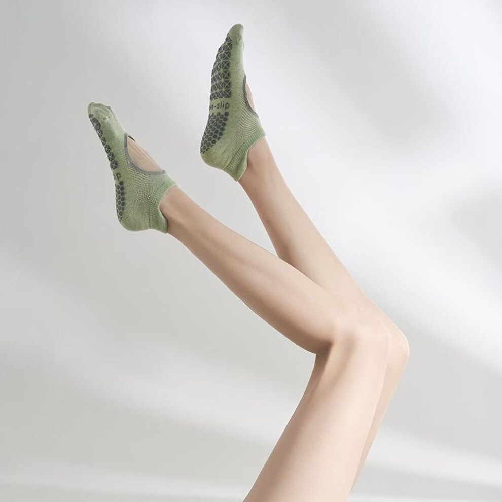 (Green) Fashion Yoga Socks Women Silicone Non-slip Pilates Grip Low-ankle Sock Floor Socks