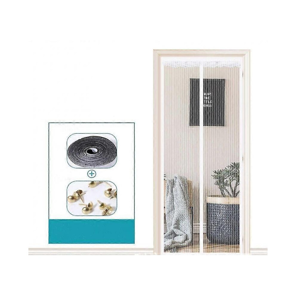 (110x 220CM,blanc)Moustiquaire Magnétique Rideau de Porte Anti-Moustique