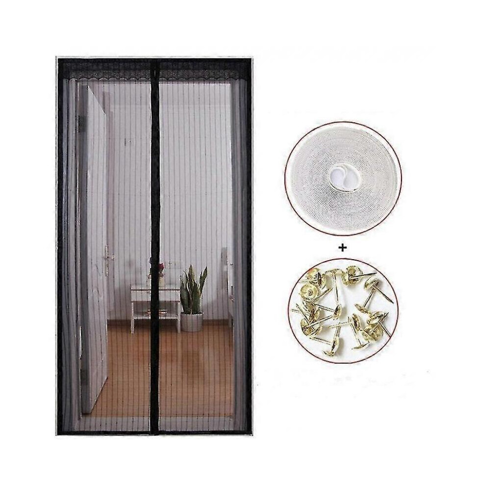 (90x 210CM,noir)Moustiquaire Magnétique Rideau de Porte Anti-Moustique