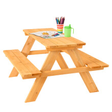 FableKids ARNE for 4 children's seating set | picnic table children | solid wood | garden furniture for children | natural wood | 89 × 79 × 50 cm
