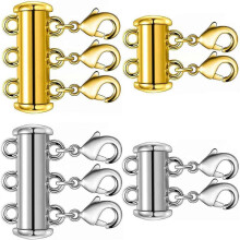 Magnetic Layered Necklace Clasps,4 Pieces 2 Size Slide Clasp Lock Necklace Connector for Multi Strands Slide Tube Clasps