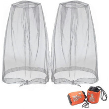 Mosquito Head Net Mesh, Face Neck Fly Netting Hood Gnats Screen Net- with Carry Bags (2pcs, Grey)