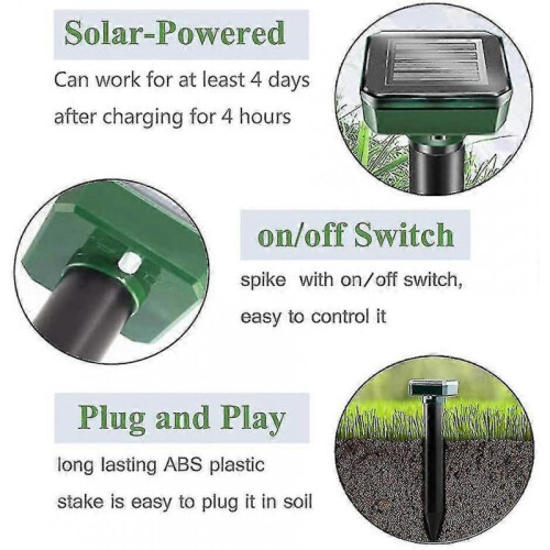 Solar Power Ultrasonic Mole Repellents, Upgrading Mole/Mouse Etc 4pack 2