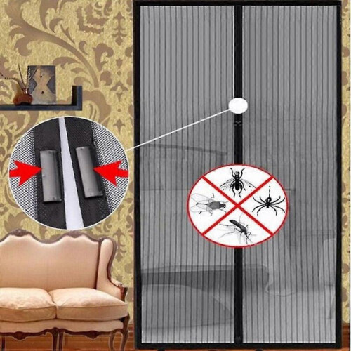 (100 x210cm, Black) Magnetic Door Mosquito Net
