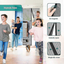 (120X210cm, Gray) Strong Magnetic Door Curtainanti-Mosquito And Insect-Proof Automatic Closing Invisible Gauze Large-Size Mosquito Nets For Doors