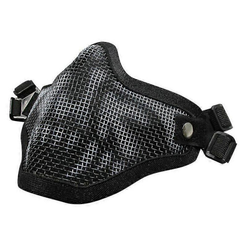 (Black) Tactical Airsoft Mask Half Face Adjustable Mesh Mask For Airsoft/Cs Game