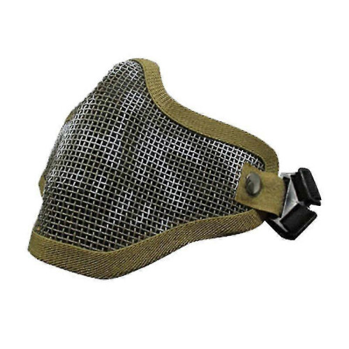 (Khaki)Tactical Airsoft Mask Half Face Adjustable Mesh Mask For Airsoft/Cs Game