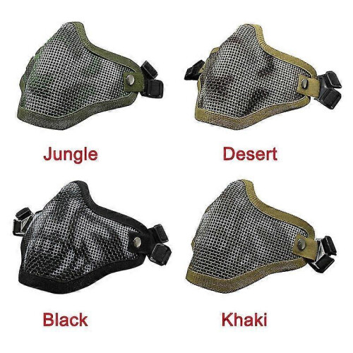 (Khaki)Tactical Airsoft Mask Half Face Adjustable Mesh Mask For Airsoft/Cs Game 1