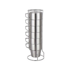 Outdoor camping stainless steel double cup 6-piece set