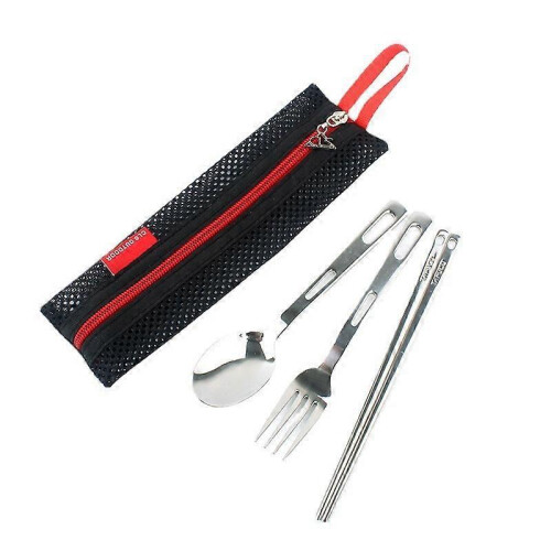 Camping stainless steel fork spoon chopsticks three piece set