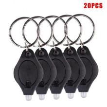 (Black) 20pcs Portable Mini Led Flashlight Keychain Lamp Pocket Key Ring Torch