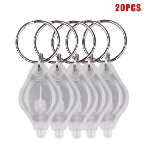 (White) 20pcs Portable Mini Led Flashlight Keychain Lamp Pocket Key Ring Torch