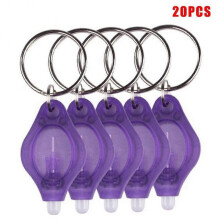 (Purple) 20pcs Portable Mini Led Flashlight Keychain Lamp Pocket Key Ring Torch