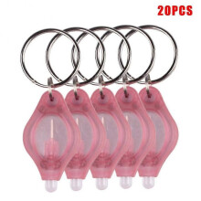 (Pink) 20pcs Portable Mini Led Flashlight Keychain Lamp Pocket Key Ring Torch