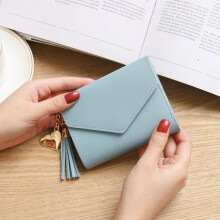 (light blue, 12*9*2cm) Yogodlns Women Wallet Mini PU Leather Womens Small Wallets and Purses Short Female Coin Purse Credit Card Holder Fashion Coin Purse