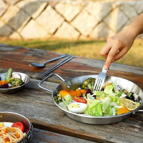 Outdoor stainless steel double eared pan 2