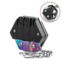 (Multicolour) Multifunctional Outdoor Tool Hexagonal Folding Coin Cutter Keychain Screwdriver