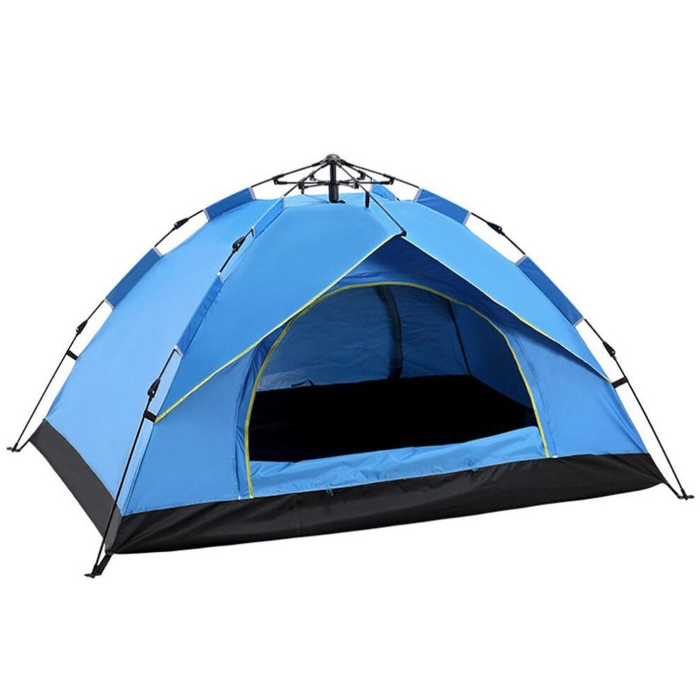 (blue) 3-4 Person Waterproof Automatic Quick Open Camping Outdoor Tent Easy Instant Setup Protable Backpacking Sun Shelter Travelling UV Protection 3 Colors