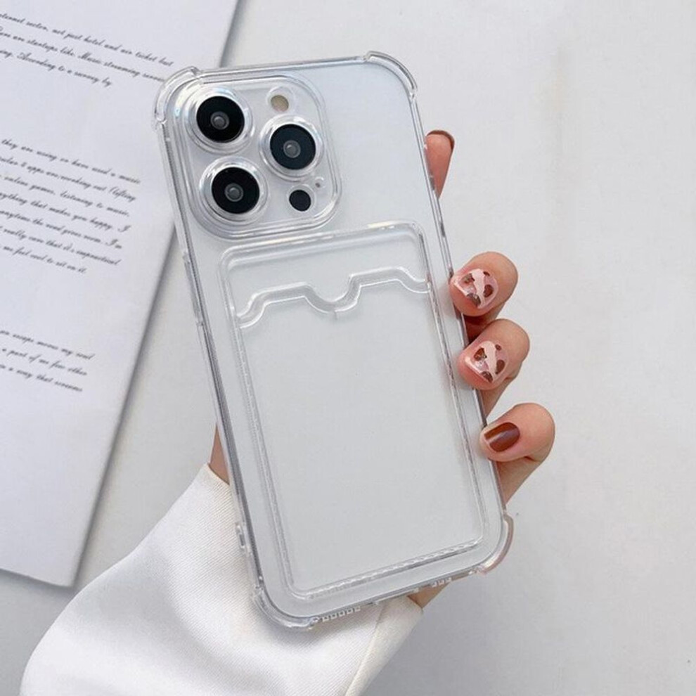 (transparent, iPhone 15 Pro) Shockproof Card Slot Silicone Soft Case Cover For iphone 16 Pro Max 15 14 13 12 Pro MAX 12 Pro 11 X XR XS 7 8 Plus Clear Mobile Phone Case
