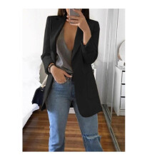 (black, 3XL) Women Loose Lapel Turndowncollar Long Sleeve Casual Women Blazer Outwear