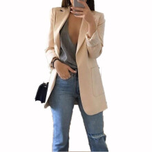 (apricot, 4XL) Women Loose Lapel Turndowncollar Long Sleeve Casual Women Blazer Outwear