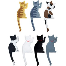 7pcs Magnetic Hooks, Cat Fridge Magnet, Cute Fishhook Magnetic Hook Cardboard Fridge Magnet Hanging