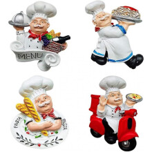 Italian Fat Chef Fridge Magnets Set of 4, Cute Chef Figurine Statue Decorations for Home Kitchen Re