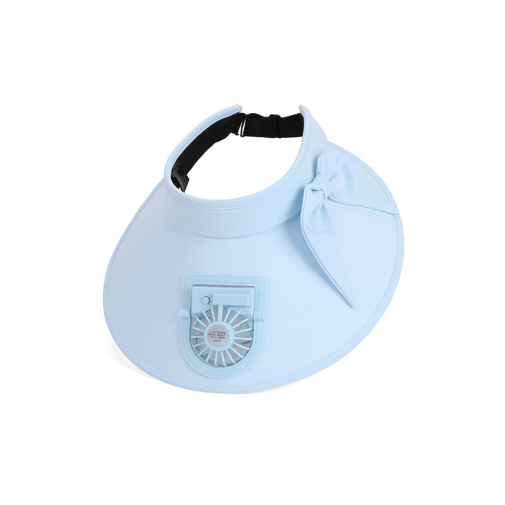 (Blue) Brim Big Summer Sun Hat With With Bow Decoration And Fan Outdoor For Daily-image-OPC-PHGZWK6-NEW