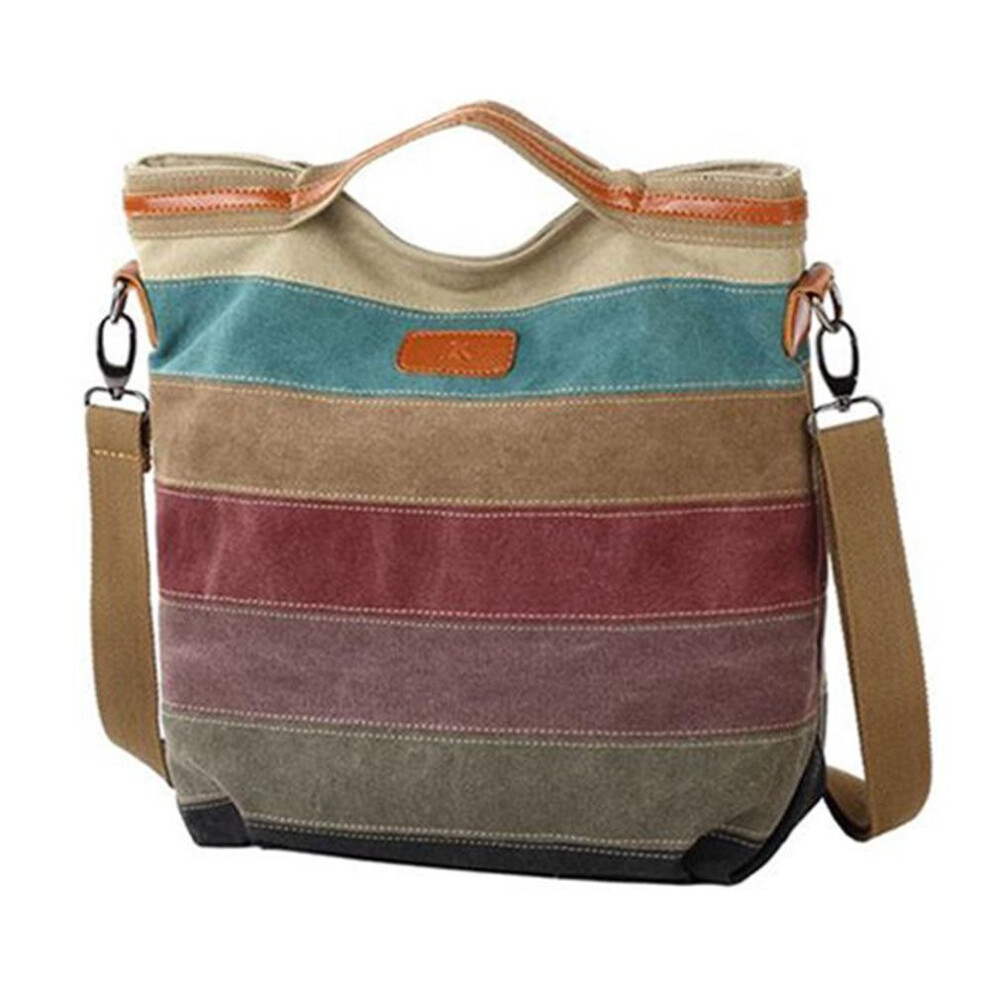 (multicolor, 33*28*13cm) Yogodlns Striped Printed Women Canvas Bags Shoulder Handbags Large Capacity Tote