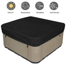 Garden Hot Tub Cover 244*244*30cm Black, 2100D Oxford Fabric, Waterproof Dustproof Anti-UV