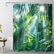120x180cm Shower Curtain Anti Mold Tropical Forest Bath Curtains Banana Leaf Jungle Waterproof Poly