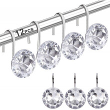 12PCS Shower Curtain Hooks Rings for Bathroom, Decorative Resin Shower Curtain Hooks Rods Curtains