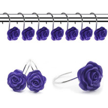 12 PCS Home Fashion Decorative Anti Rust Shower Curtain Hooks Rose Design Shower Curtain Rings Hook