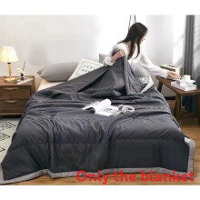(Dark Gray , 200x220cm) Waterwashed Solid Color Cotton Thin Summer Blanket For Children Home And