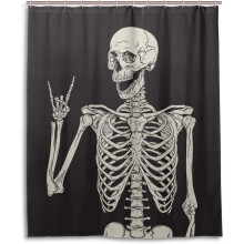 Rock and Roll Skull Skeleton Bone Love Music Rideau de douche 60 W x 72 H pouces Polyester imperméab
