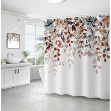 (180x180cm)Waterproof polyester shower curtain with plant flowers B