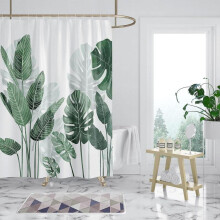 Mildew Resistant Shower Curtain 120 x 180 cm Green Leaves Turtle Leaves Shower Curtain Washable and