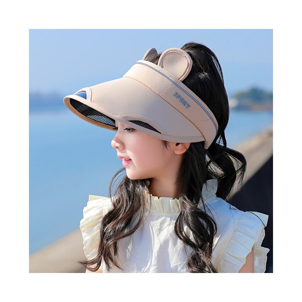 (Khaki) Solid Bear Color Ear Children Summer Sun Hat For Outdoor Enjoyment Peaceful-image-OPC-PHH2CJG-NEW