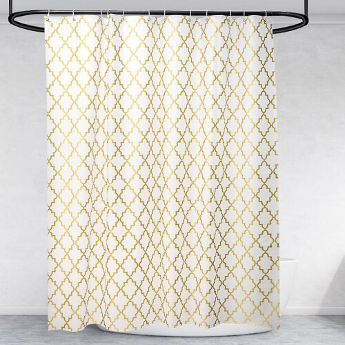 Amazon Basics Printed Fabric Shower Curtain 180 x 180 cm Gold Dollar