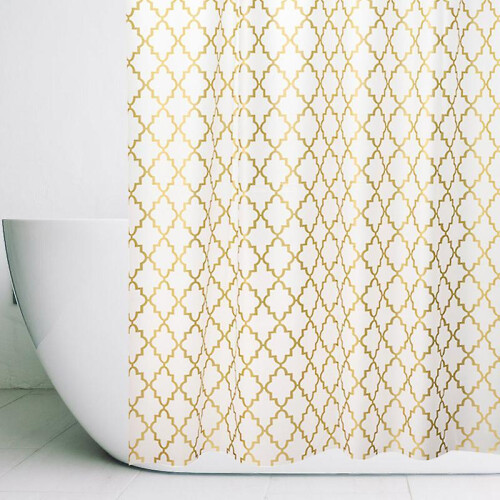 Amazon Basics Printed Fabric Shower Curtain 180 x 180 cm Gold Dollar 1