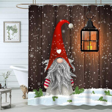 180cm x 180cm,Christmas Shower Curtain, Winter Snow Season Santa Claus, Fabric Bathroom Decor Set wi