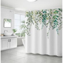 (180x180cm)Waterproof polyester shower curtain with plant flowers D