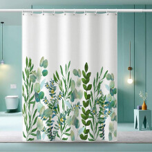 Mildew Proof Shower Curtain 180x200cm,Machine Washable Fabric Shower Curtain with 12 Rust Proof Hook