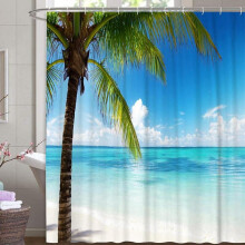 180x200 Design Rideau de Douche Motif mer Tropical Palmiers Plage Textile Ciel Nuage Rideau résistan