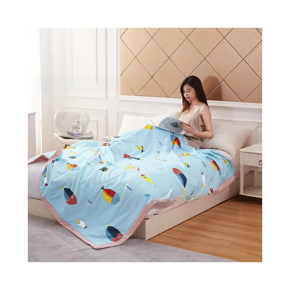 (Style 19, 140*200cm) Flower Breathable Printing Cotton Blended Summer Blanket Indoor Comfort For-image-OPC-PHH2J2G-NEW