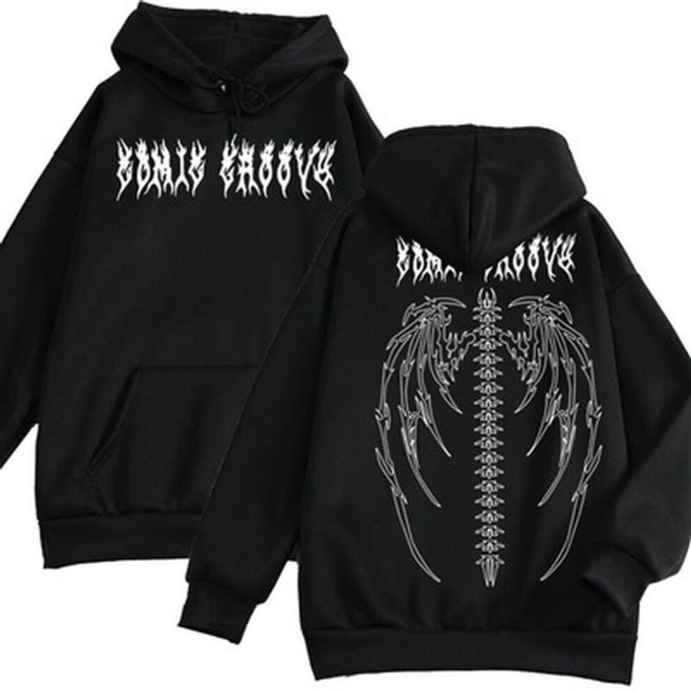 (black, XS) XS~4XL Updated Hoodies Streetwear Black Tops Girls White Gothic Oversized Hoodie Streetwear Womens Couple Sweatshirts Girl
