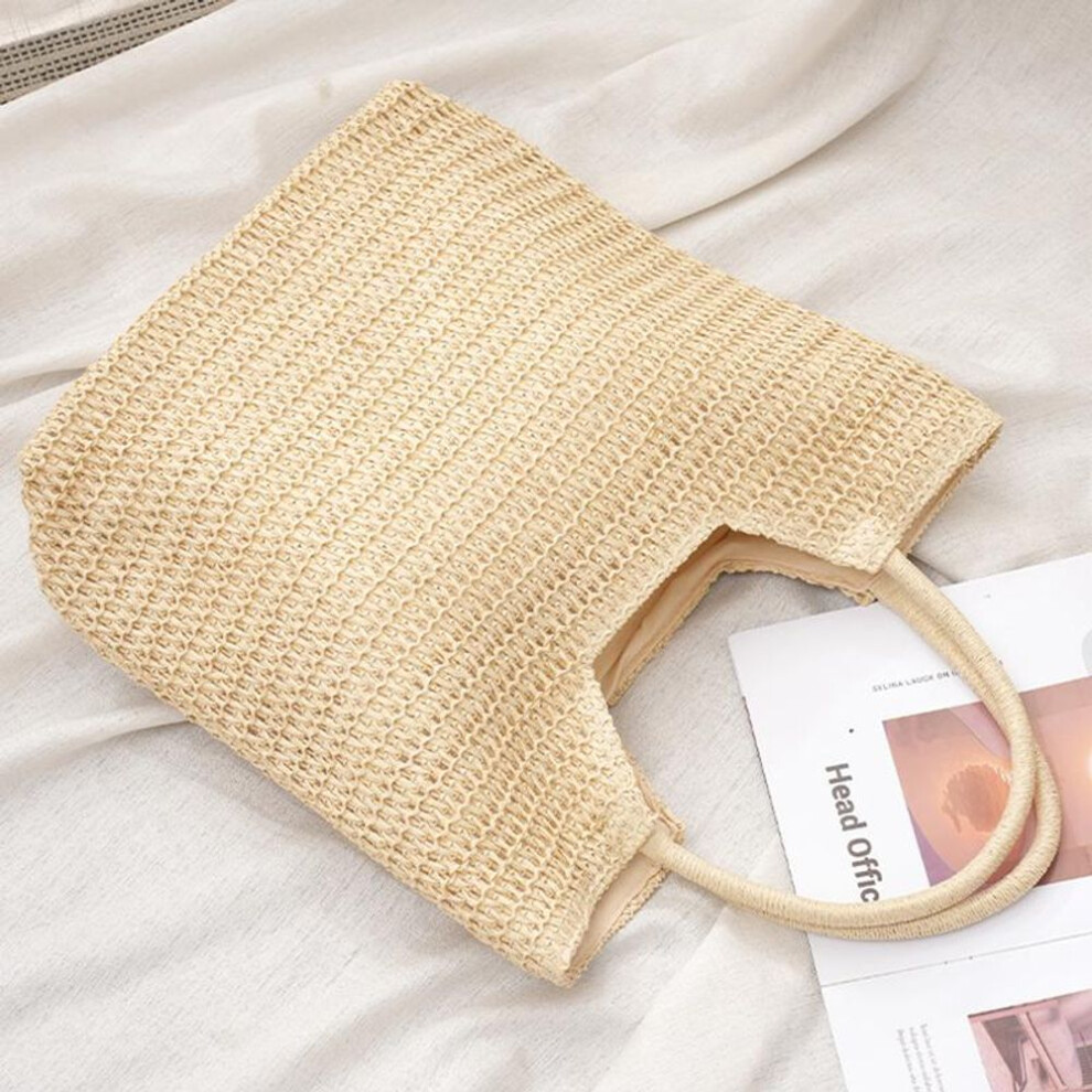 (beige, 31x11x39) Yogodlns Spring And Summer Popular New Large Capacity Straw Woven Bag Holiday Beach Bag Women Versatile INS Handmade Shoulder Bag Tote Bag