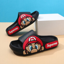 (Black Mario, 36/37) Vibrant Kids Mario Summer Slide Sandals Soft Eva Cushioning Non Slip Design Perfect Play For