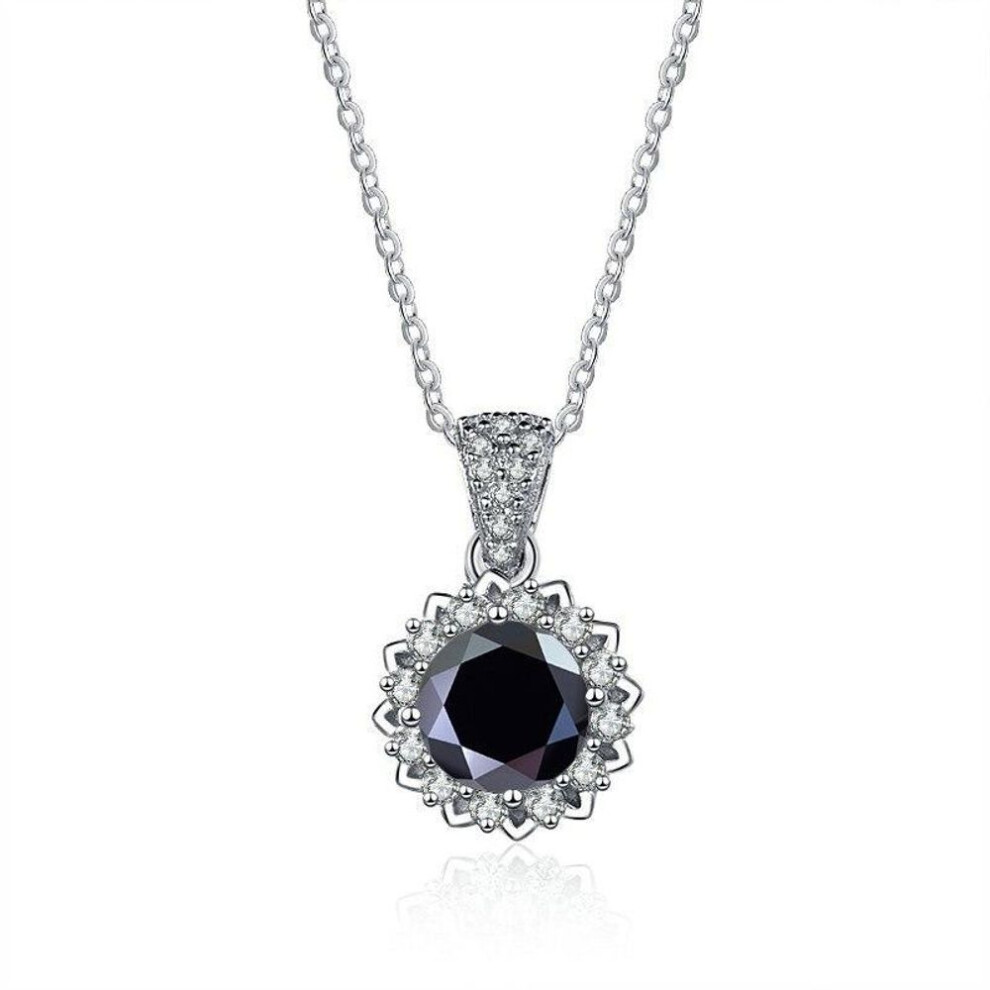 (black, 45cm) Bague Ringen 1 Carat Round VVS D Color Moissanite Necklace Lab Created Diamond Pendant Sterling Silver S925 Jewelry Clavicle Chain
